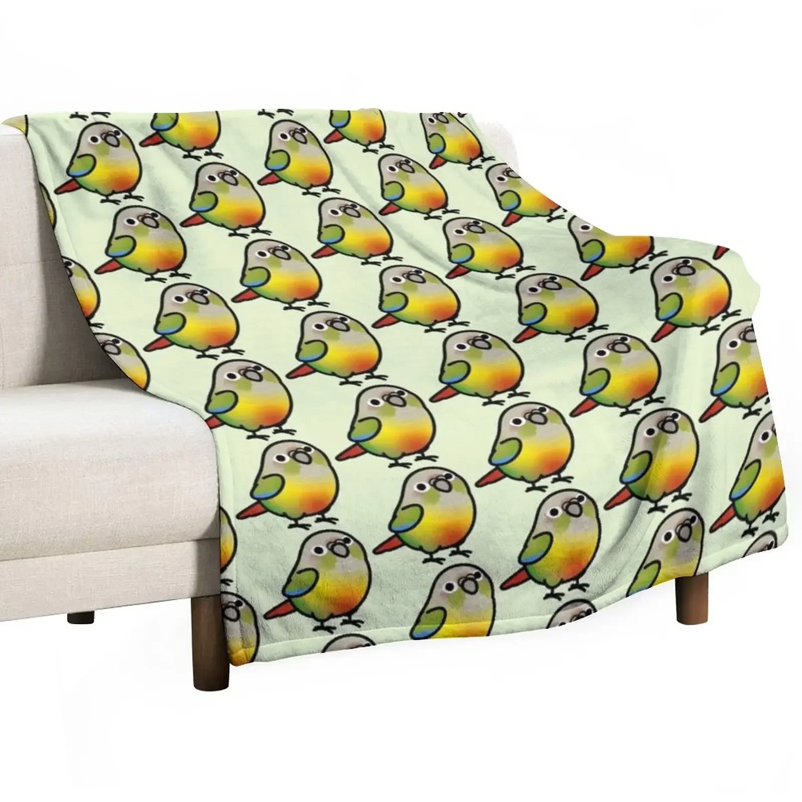 Chubby Pineapple Green Cheek Conure Throw Blanket Bed covers Luxury St Blankets