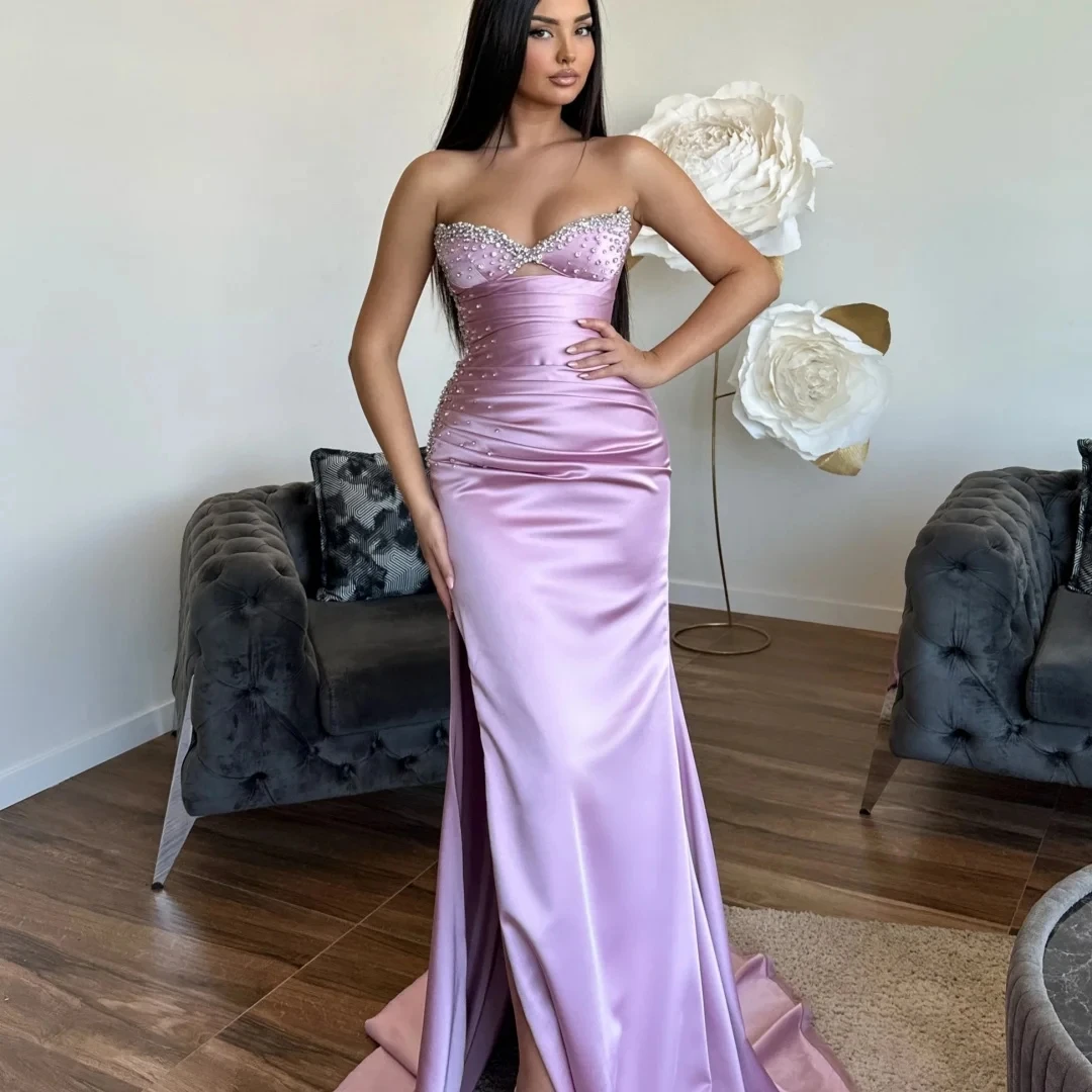 Robe De soirée formelle violette, Sexy, col en v, cristal, à lacets, longue, en Satin, sirène, robes De bal, concours, 2026