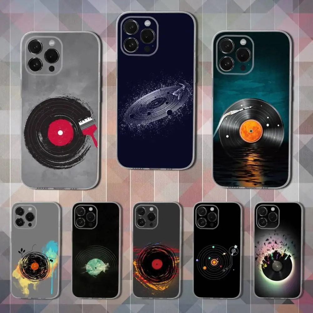 

DJ Art Vinyl Record Phone Case For iPhone 16,15,14,13,12,11,17 Pro,Max,Plus,X,XS,XR,SE,Mini Transparent Soft Cover
