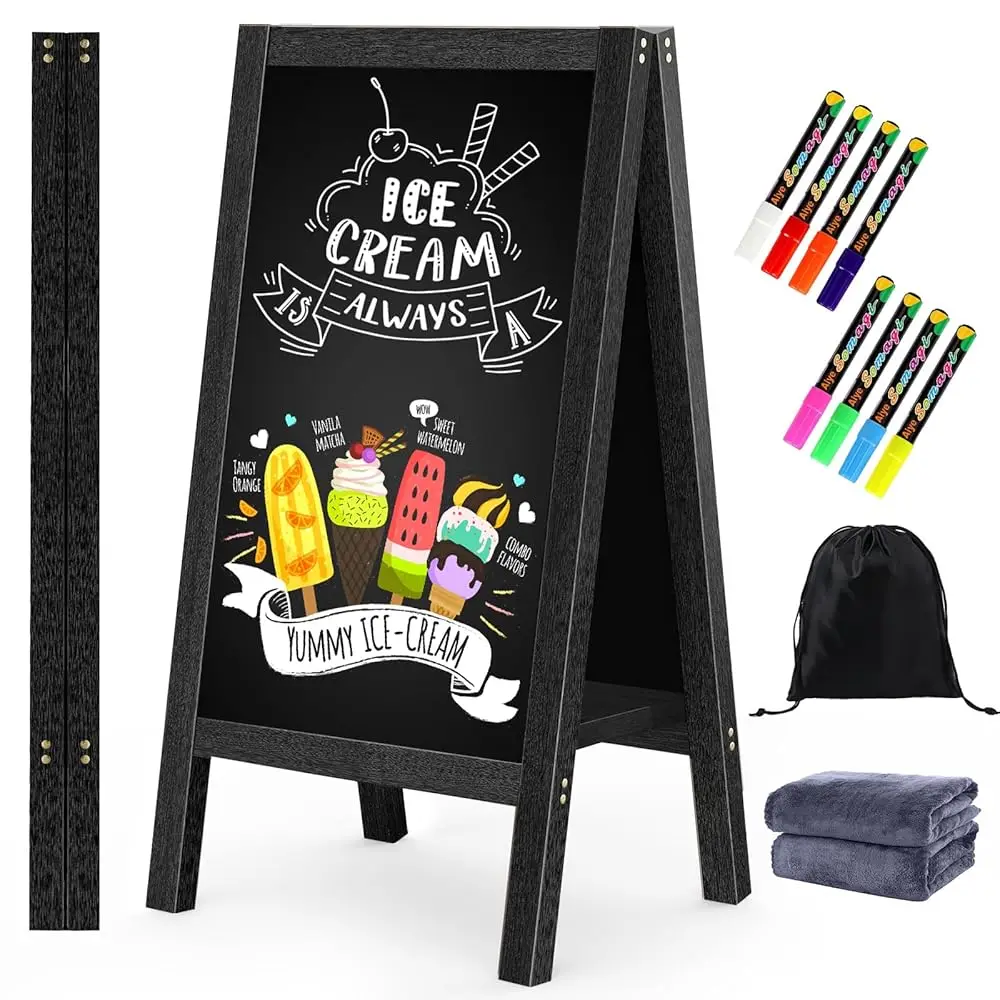 

Доска-штендер из массива дерева А-образной формы 40x20 дюймов, магнитная двусторонняя сэндвич-доска, улучшенная уличная табличка с устойчивой нижней опорой