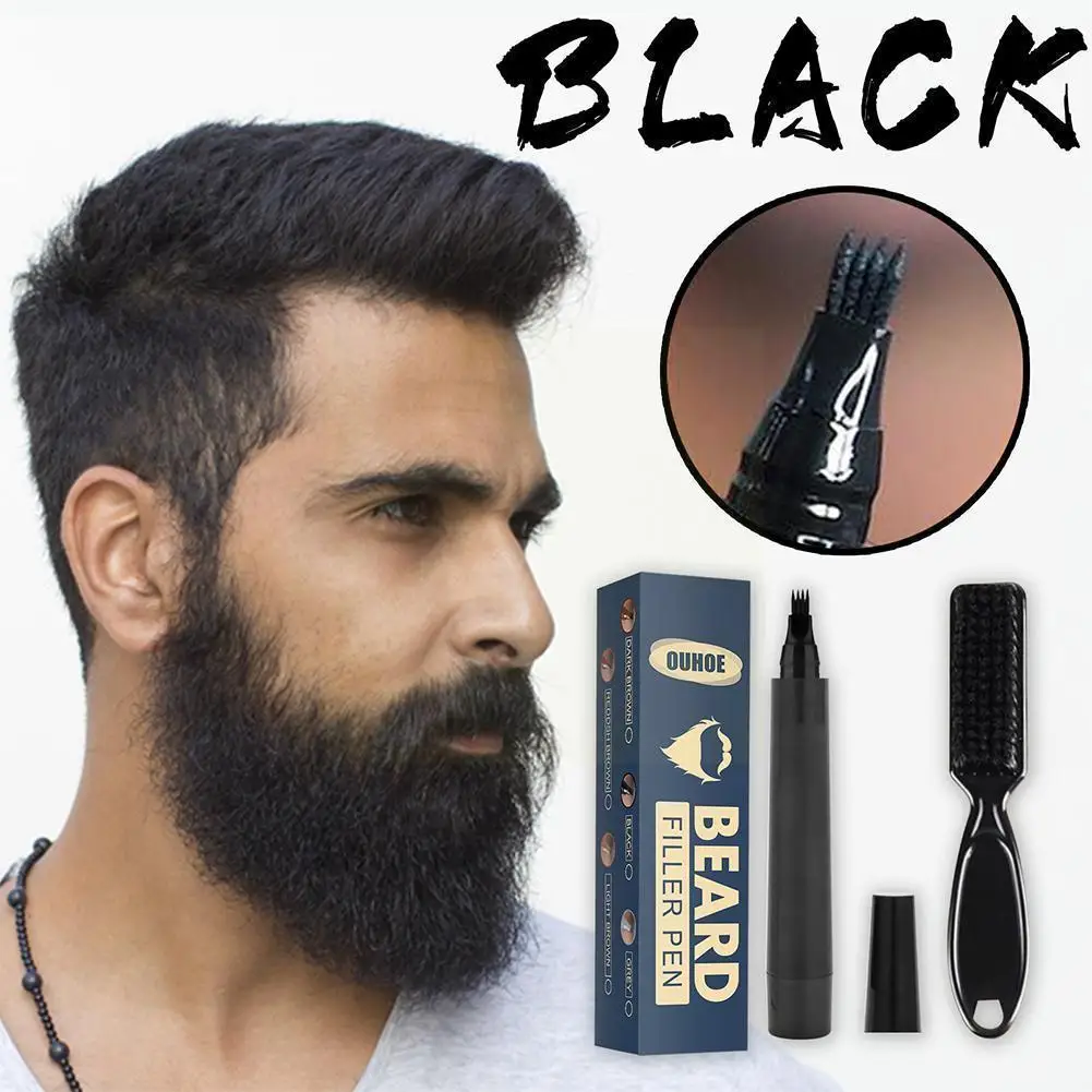 Men Beard Filling Pen Kit Barber Pencil With Brush Engraving Styling Repair Salon Facial Shape Tool Mustache Hair Tools Eye Y7M7