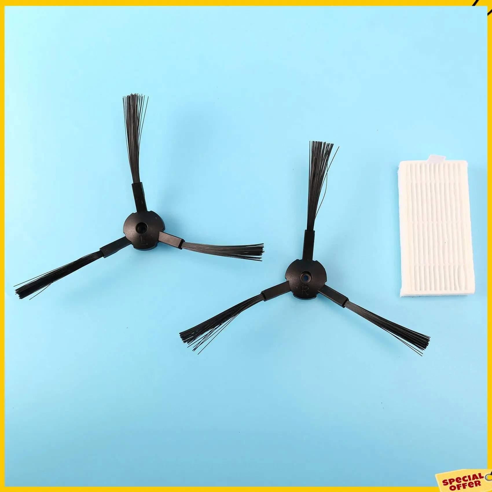 A24P 20Pcs Side Brush+8Pcs Filter Hepa For Ariete Briciola 2711 2712 2713 2717 ROBOT HOFER Cleaner Parts Accessories