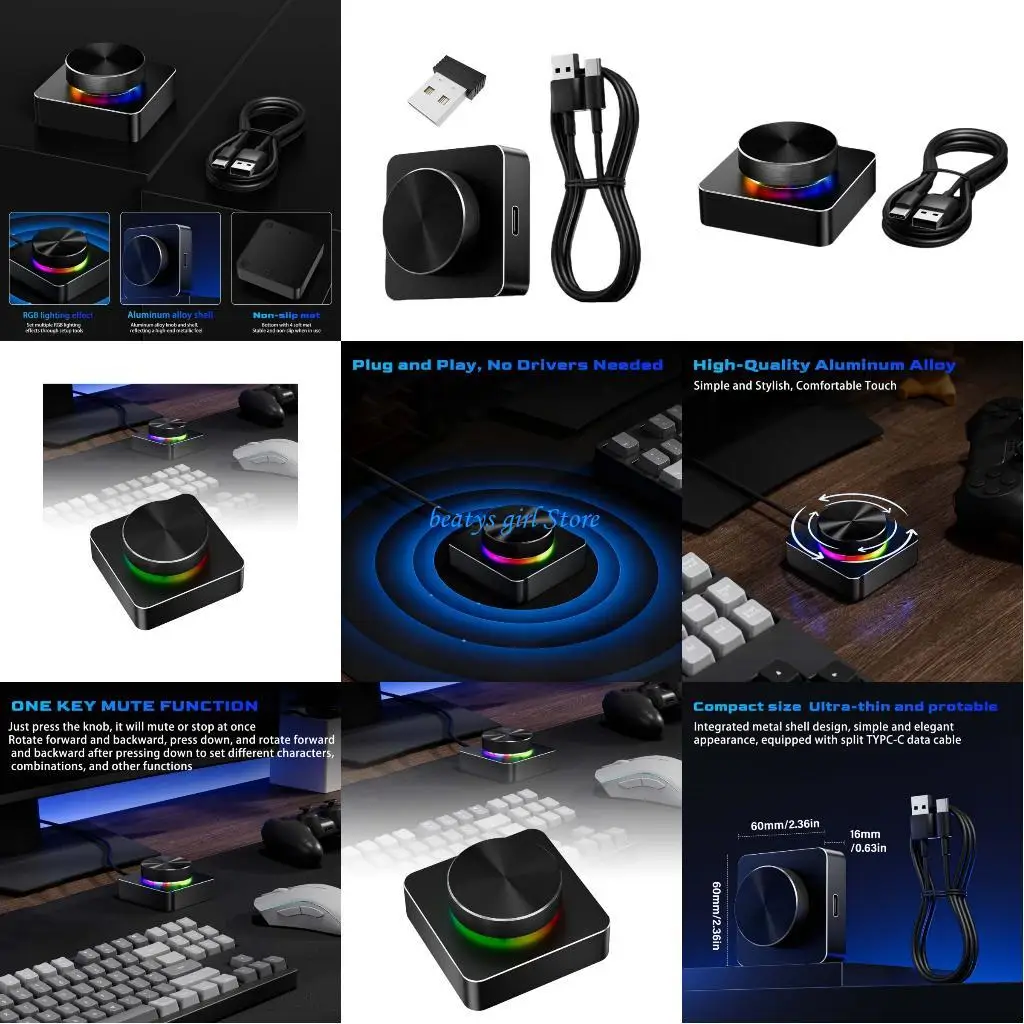 

C7AB Double Mode Wireless Corded Computer Control Rotary Knob Aluminum Construction For Auditory Editing Software Controls