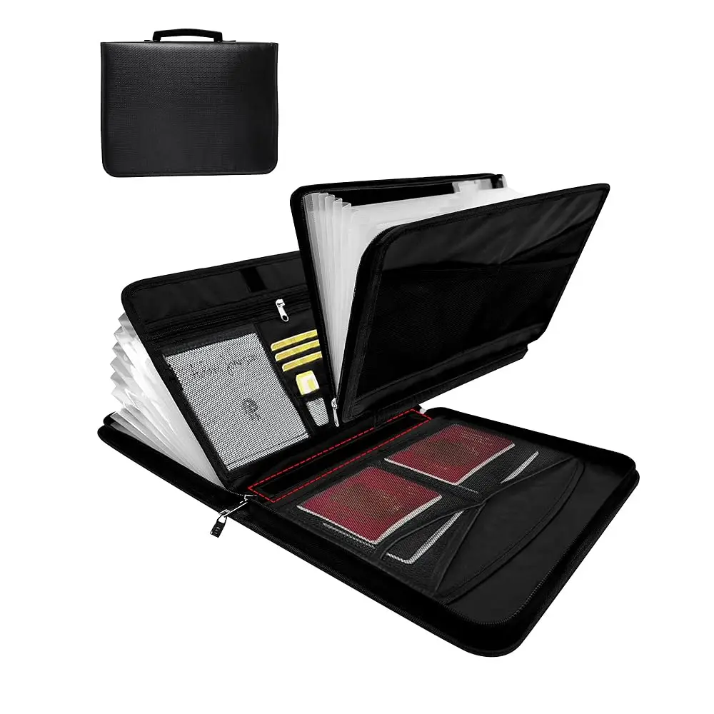 

Fireproof Important Document Organizer Bag, a-z Accordion File Organizer 26 Pocket with Handle,Holder for Documents, Cash, Re