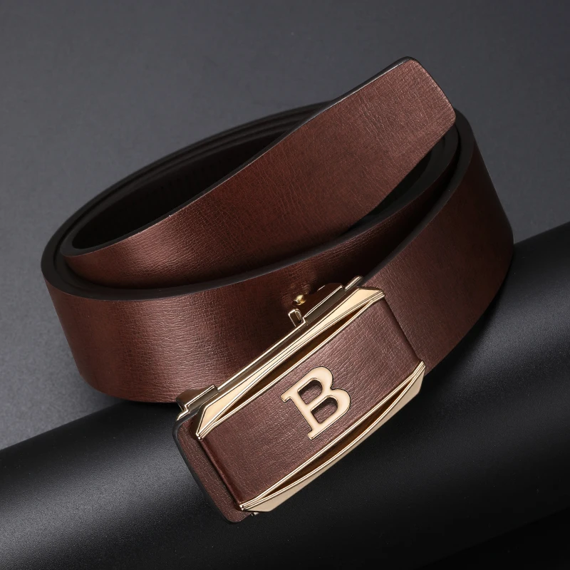 High Quality Luxury Famous Brand Fashion B Letter Belt Coffee Men's Automatic Buckle Casual Classic Black Belt Ceinture Homme