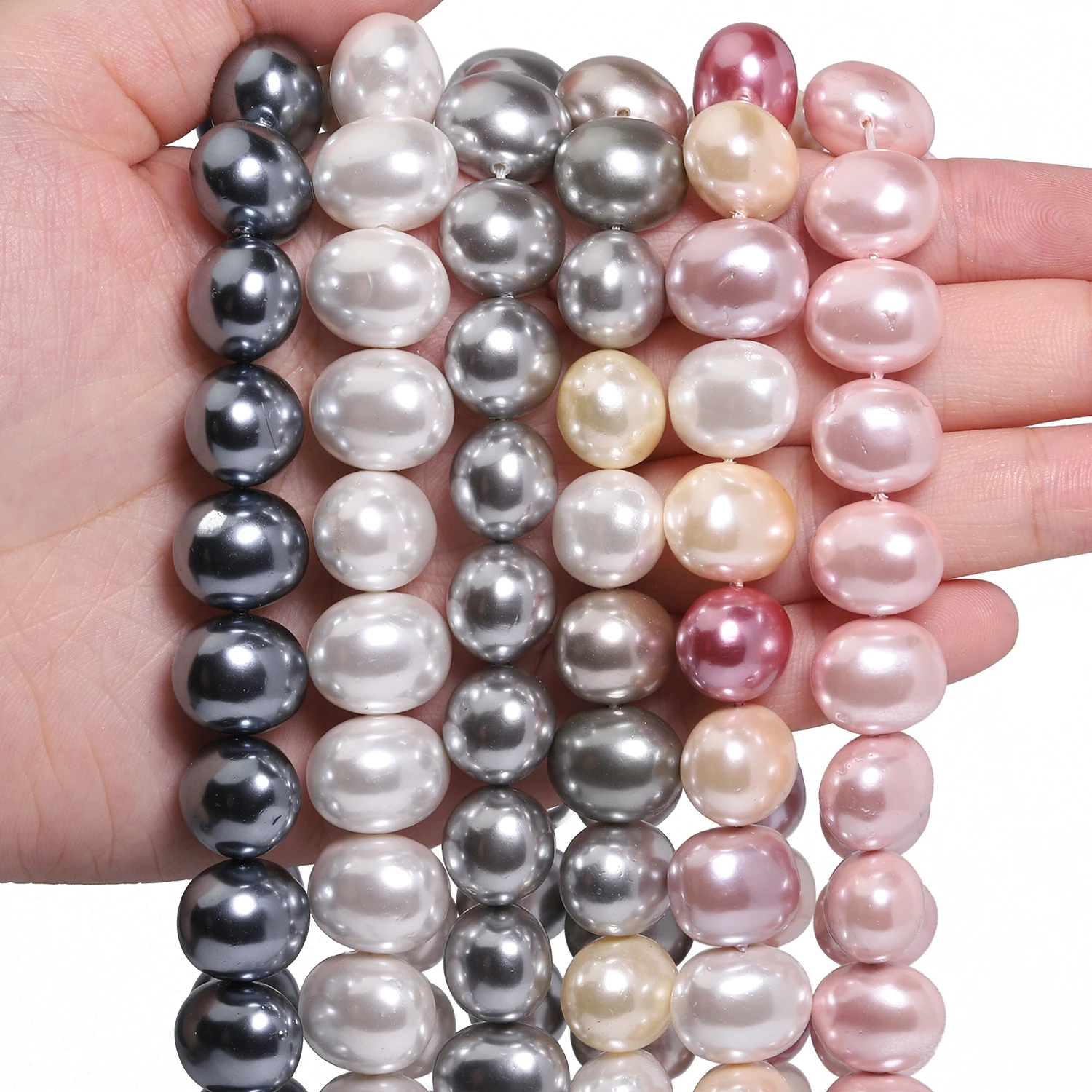 10pcs Imitation Pearl Beads Glass Loose Beads 16x13mm Egg Shape Beads for Elegant Women Jewelry Making Diy Accessories