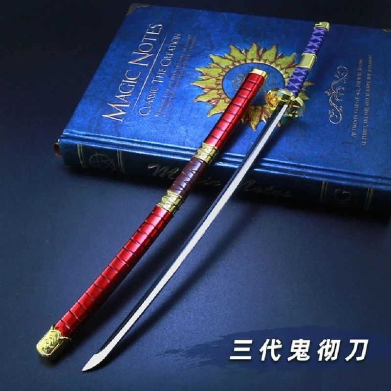 Espada Katana de Metal de 25CM, espada Zoro, hoja samurái, Espadas, accesorios de Anime japonés, arma de juguete, adorno, decoración, juguetes para niños, regalos