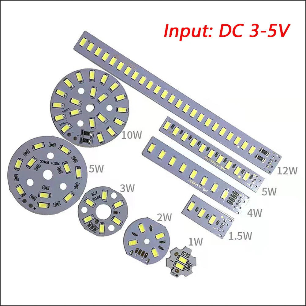 Lampe à LED SMD 5730 à intensité variable, entrée DC 5V, 1W, 2W, 3W, 4W, 5W, 10W, perles lumineuses, lumière blanche chaude avec ligne de 2 mètres, 1PC