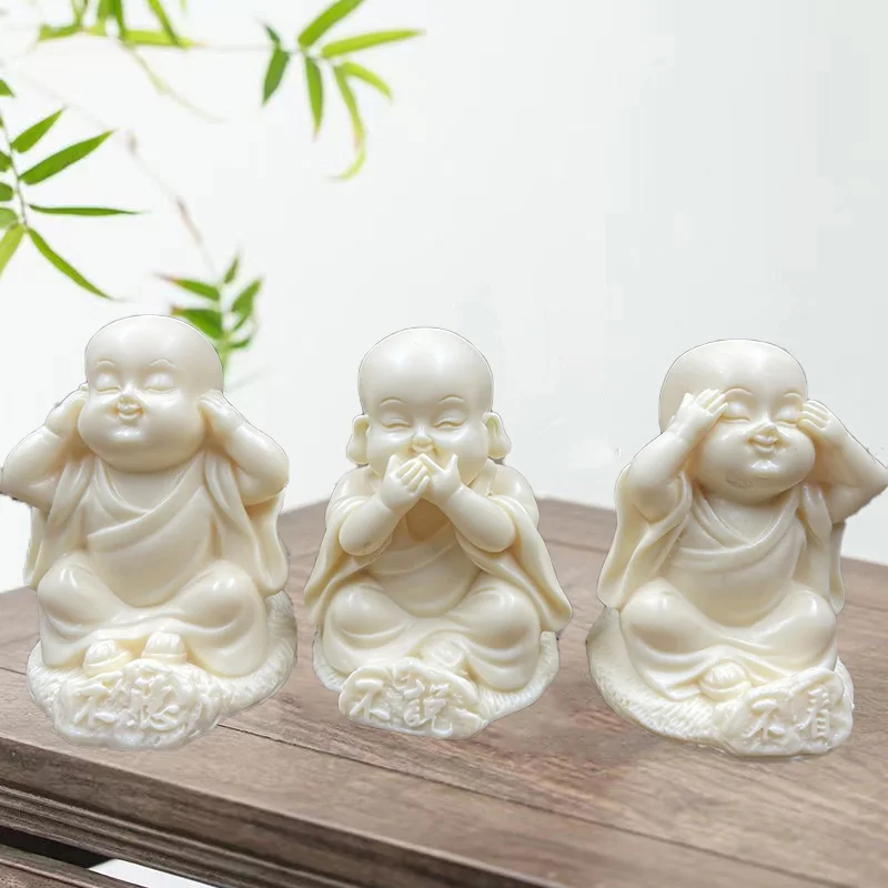 Three Little Monks Characters Statue Don\'t say, Don\'t look, Don\'t listen Art Sculpture Cute Home Room Office Car Decorations