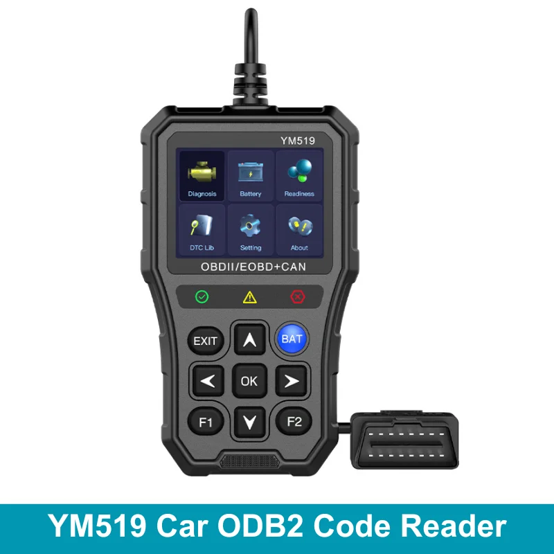 YM519 Check Engine System OBD2 Code Reader Multi-language Code Reader Battery Tester Fault Code Scanner Car Diagnostic Tool