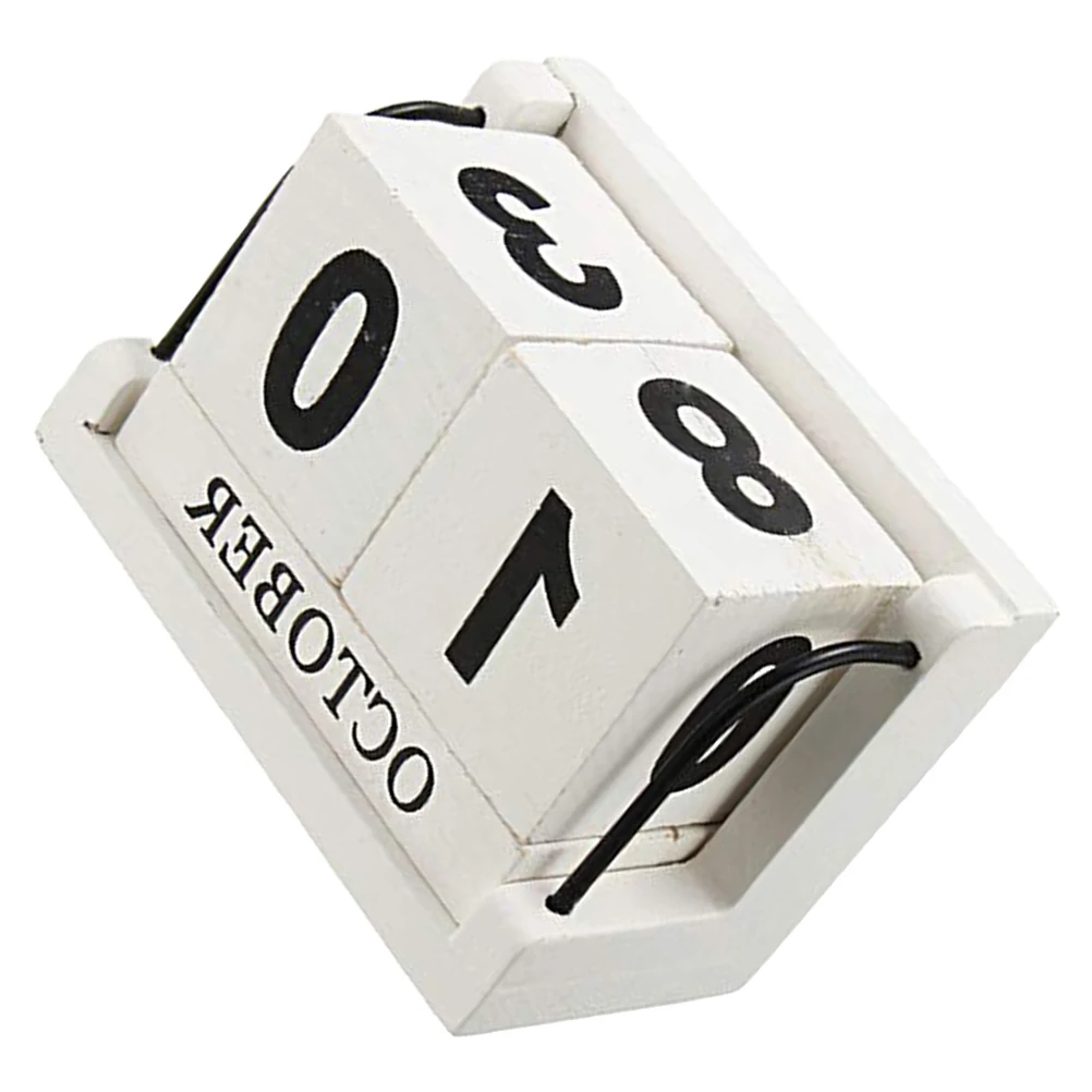 

Wooden Perpetual Desk Calendar Retro Style Home Decor Elegant Wooden Crafts Office Accessories Year Round Daily Planner