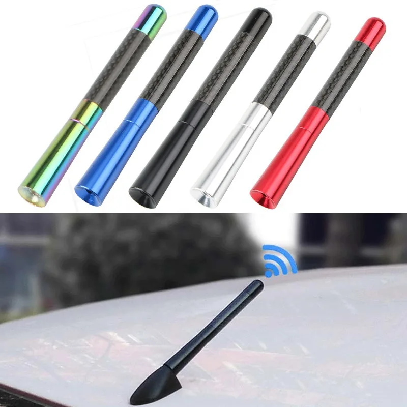 

Universal Car Roof Antenna Carbon Fiber 12cm Radio Aerial Antenna Radio FM/AM Metal Receiving Antennas Short Stubby Mast