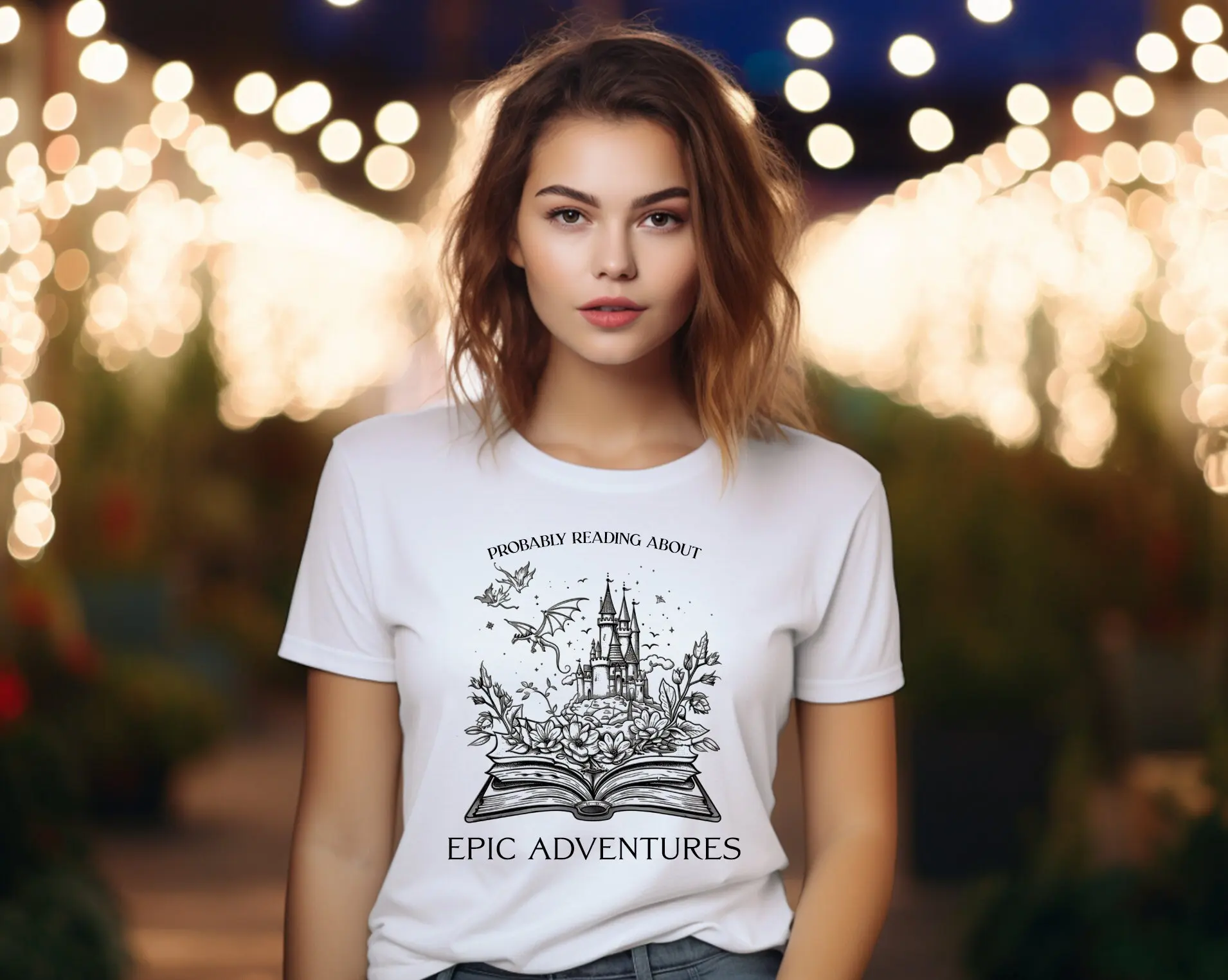 Probably Reading About Epic Adventures T Shirt Fantasy Gamer Reader