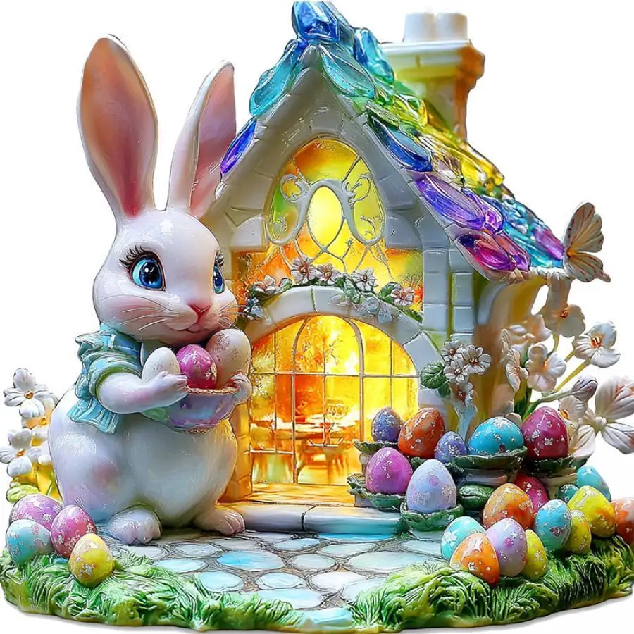 Décoration de Pâques en rotin avec nœud - 30,5 cm - Décoration de table de Pâques - Lapin de printemps - Décoration de table en rotin naturel - Figurine de lapin rustique