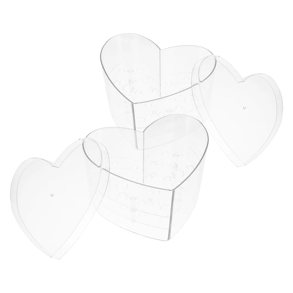 

2Pcs Heart Shaped Acrylic Flower Box Clear Transparent Floral Arrangement Holder Elegant Present Packaging for Special Occasions