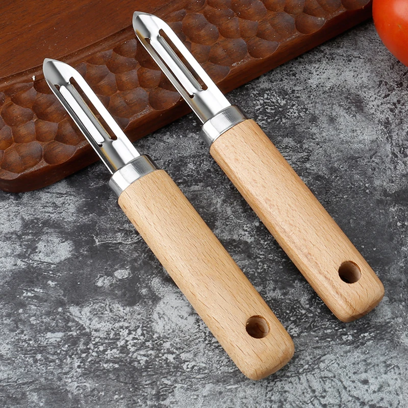 

Stainless Steel Peelers Cutter Slicer Apple Fruit Veggie Potato Vegetable Peeler For Kitchen Utensils Non-Slip Wooden Handle