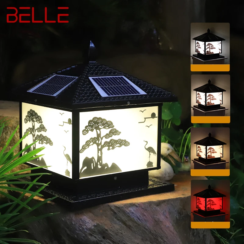 

BELLE Solar Post Lamp Outdoor Vintage Pine Crane Decor Pillar светильник Waterproof IP65 для флуоресцентного двора
