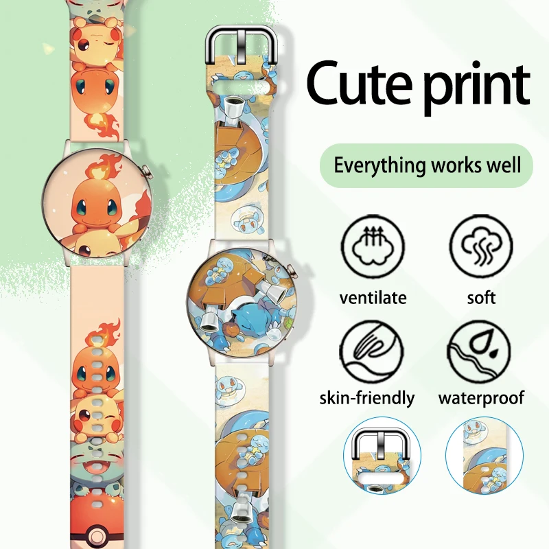 20mm Pokemon Printed Strap for Samsung Galaxy Watch 7/6/5 40mm 44mm Band Replaceable Watchband 22mm for Xiaomi Amazfit Bracelet