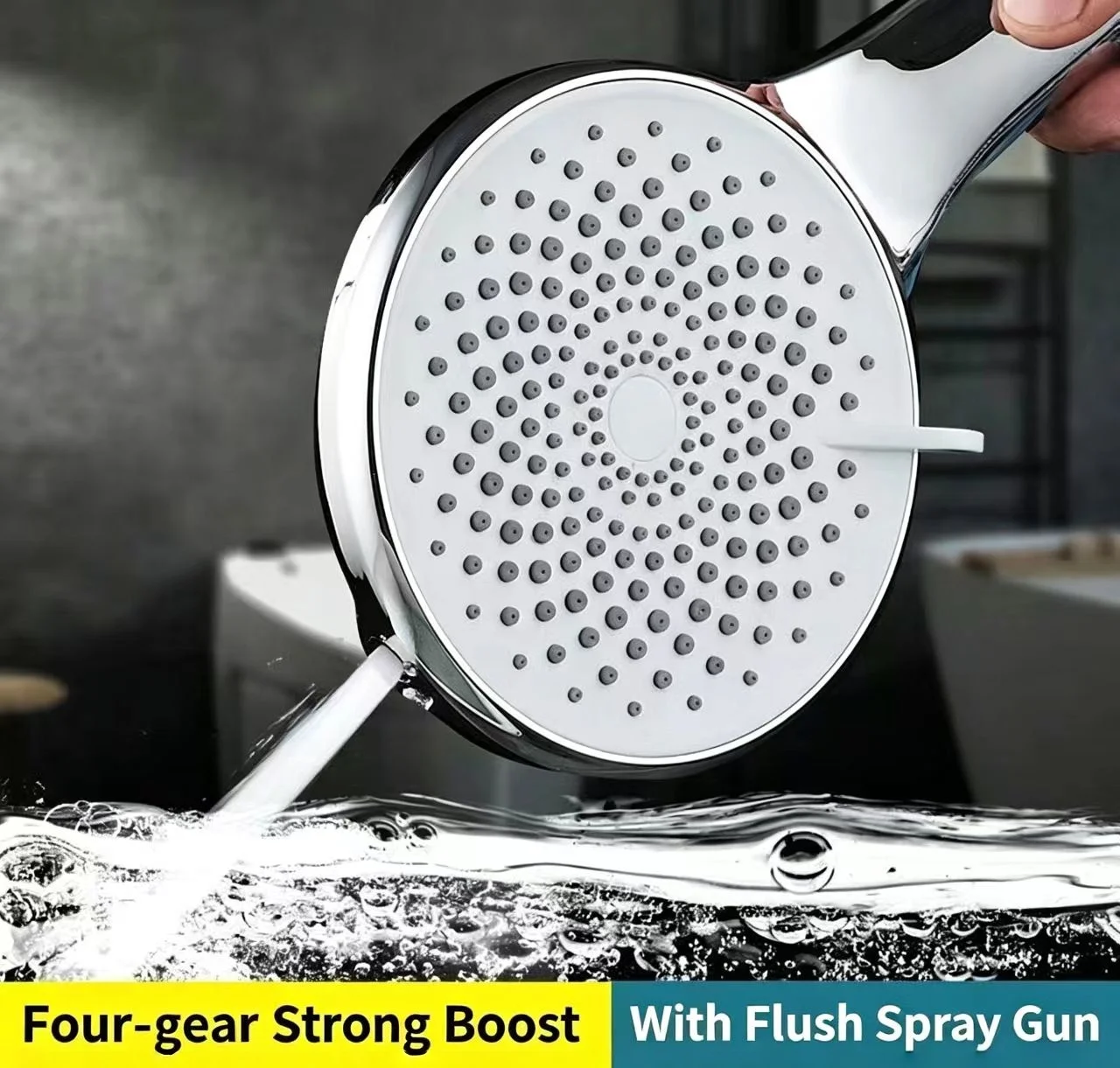 

4 Modes High Pressure Shower Head with Power Jet Spray, Adjustable Handheld Showerhead for Bathroom, Large Flow Water Saving & M