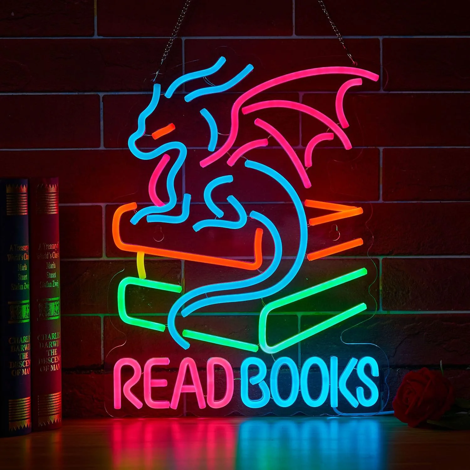Read Books neon light, 5V USB powered, for wall decoration, suitable for study, library or reading corner