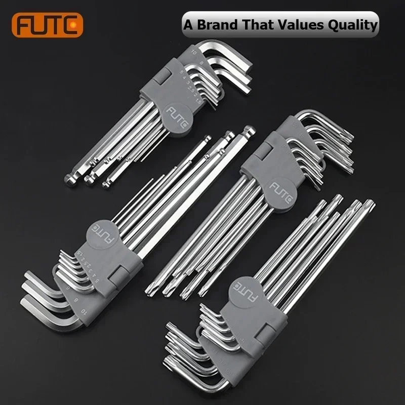 

FUTE 9PCS Allen Wrench Set Hex Wrench Multifunctional Short Universal Screwdriver Hex Key Allen Key Ball Torx Spanner Hand Tools