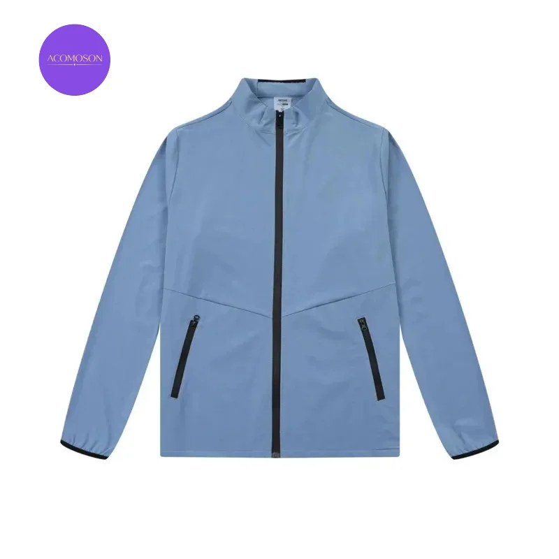 ACOMOSON High Quality Luxury Outdoor EU US Size Spring Autum Oversize Lightweight Softshell Zipper Up Jacket For Men