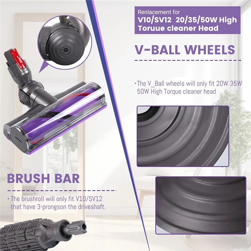 B59B-Ball Wheel Roller Brush Kit Replacement For Dyson V10 SV12 Vacuum Cleaner  Parts,For Direct Drive Motor Head
