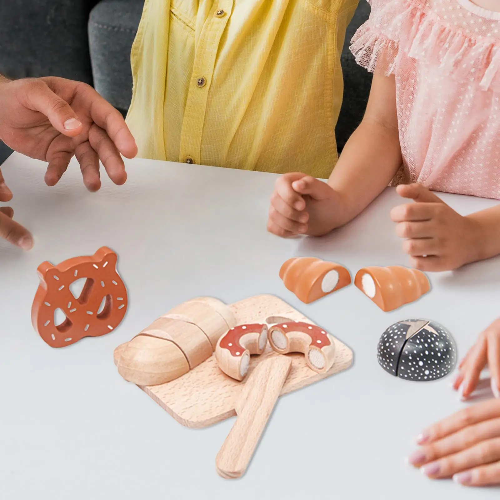 Wooden Cutting Play Foods Toy Developmental Preschool Sharing Kitchen Pretend Toy for Kids Birthday Gifts