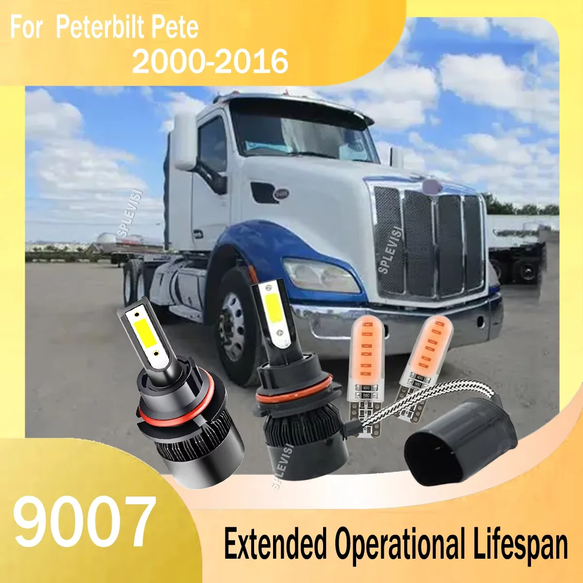 LED Headlights - precision-engineered optics configuration optimizes road illumination For Peterbilt Pete 2000 2001 2002-2016