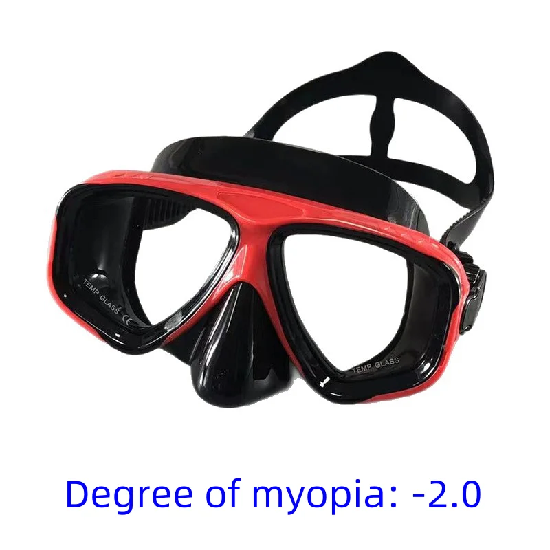 Myopia Diving Goggles, Masks, Large-Frame Wide-Field Snorkeling Equipment, Adult Swimming Goggles Glass Lenses -1.0 to -9