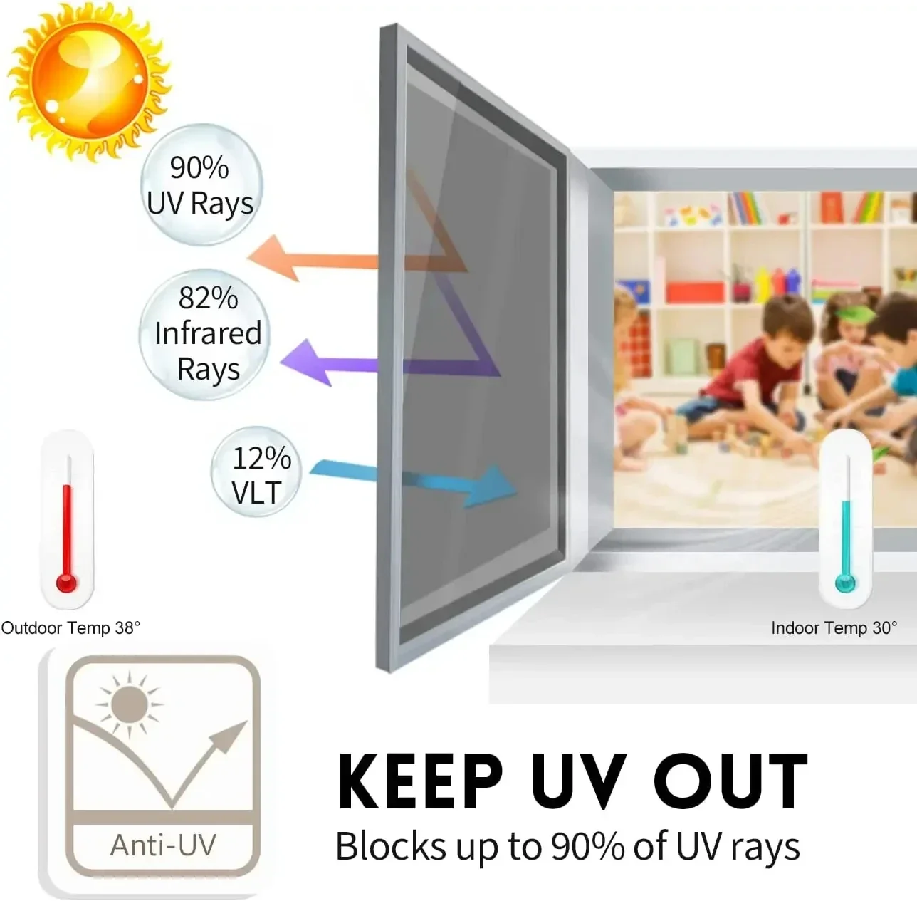 60-90CM House Window Privacy Tint Film Anti Look Vinyl Mirror Foil Non Adhesive Glass Screen Stickers Rolls UV Protection Films