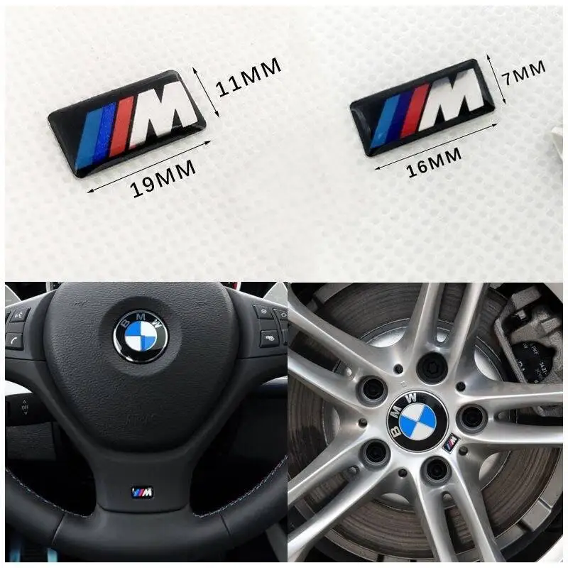 

4PCS Car Steering Wheel Hub Caps Center Emblem Badge Sticker DIY Decorative Sticker For BMW M E39 E38 E90 E60 F30 F20 X1 X3 X5