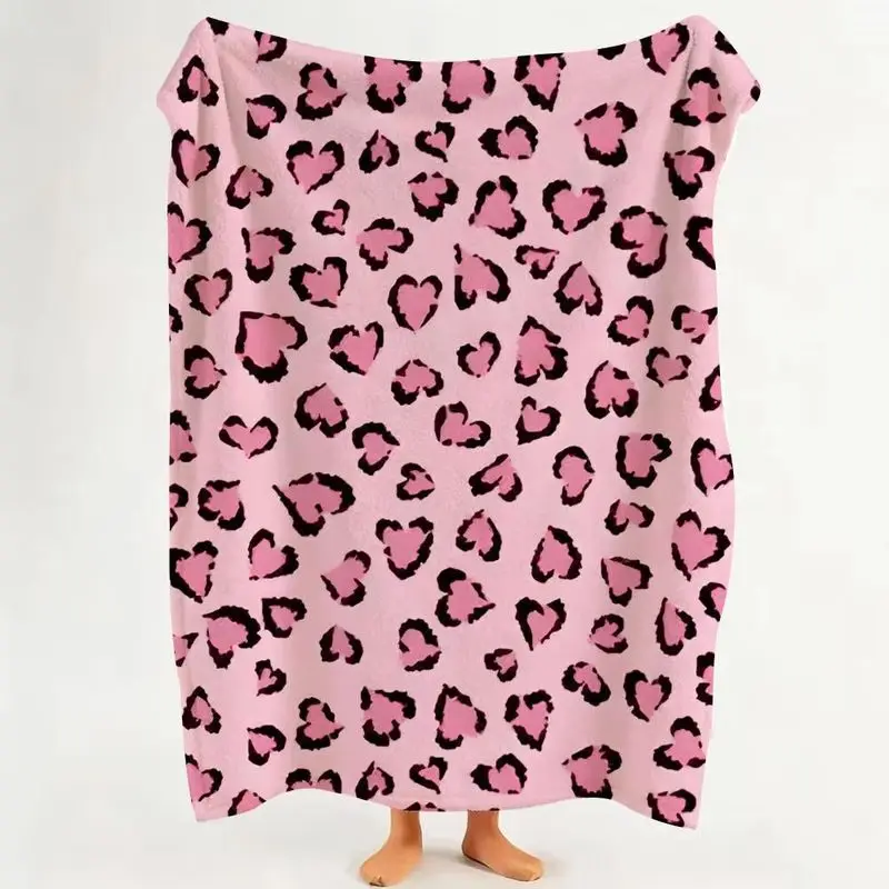 VIKAMA Multi Tone Leopard Flannel Throw Blanket Pink Black Yellow Beige Cheetah Print Teen Bedroom Camping Decor Gift Cover