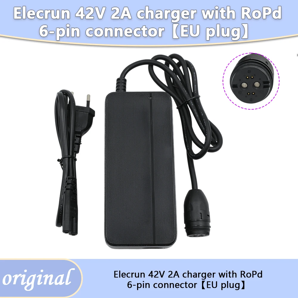 Elecrun 42V 2A Ladegerät 6-Pin Kompatibel mit Spezialisiertem Elektrofahrrad Rosenberg-Stecker 36V E-Bike Batterieadapter Ersatzteile