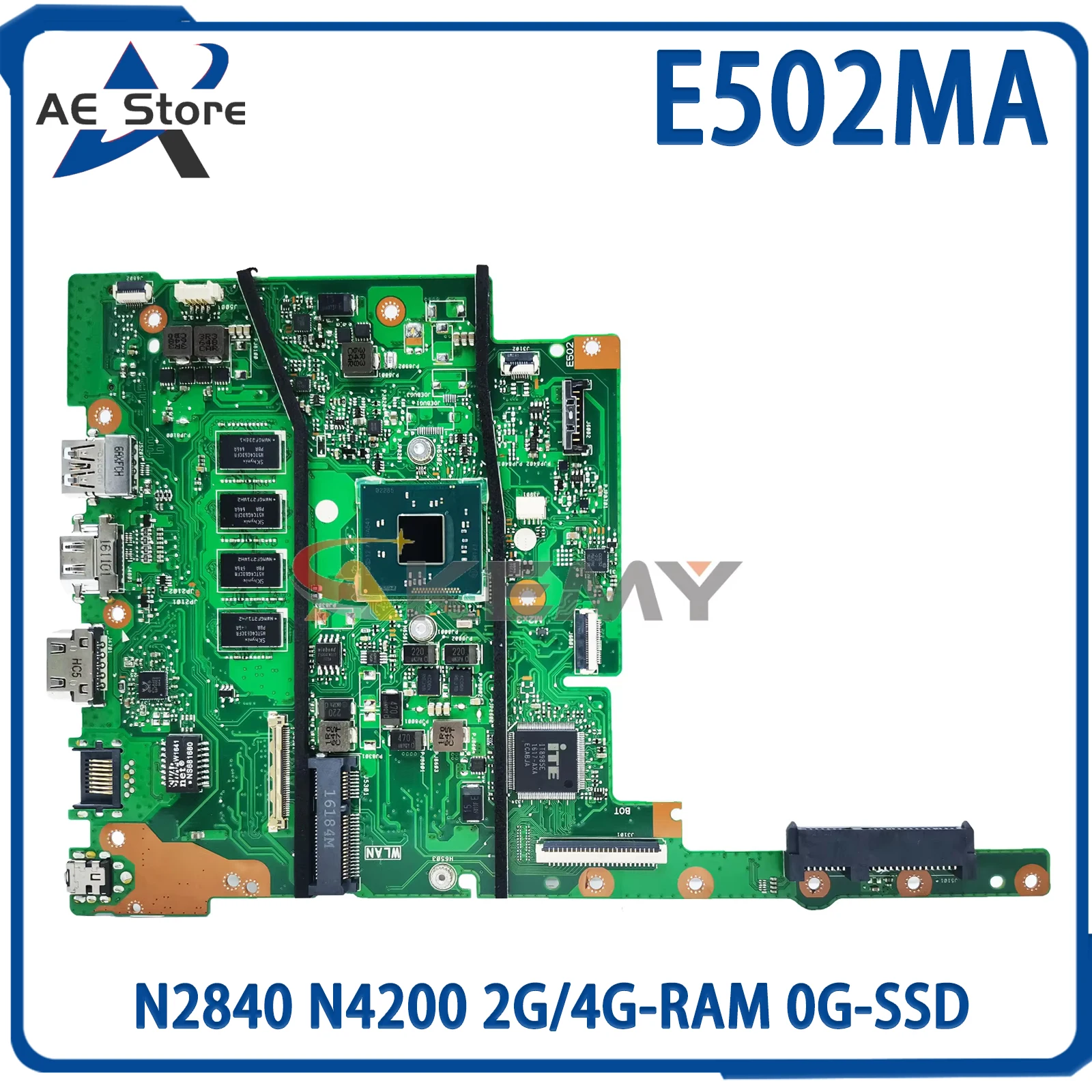 

AE E502MA Mainboard For ASUS E402MA F402MA F502MA X402MA X502MA L402MA L502MA Laptop Motherboard N2840 N4200 2G/4G-RAM 0G-SSD