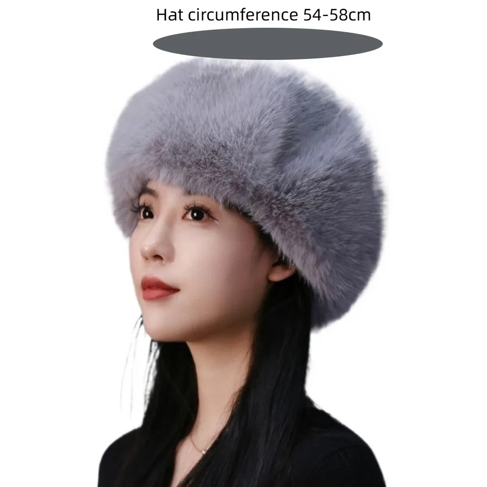 Soft Thick Faux Fur Hat Fluffy Windproof Ear Protection Cap Warm Earmuffs Adjustable Windproof Earflap Cap Winter
