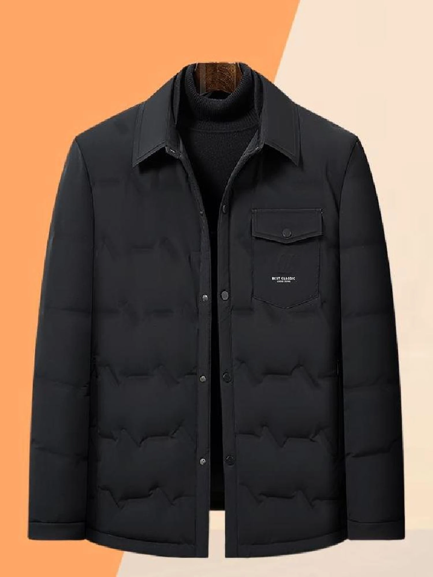 

Мужская теплая пуховая куртка большого размера для осени и зимы, повседневная, с отложным воротником, высококачественная, для отдыха