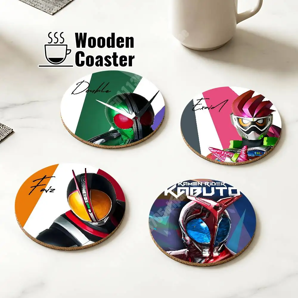 K-Kamen Masked Rider-S Wooden Cup Mat Americano Beer Milk Water Coaster for Baking Studio