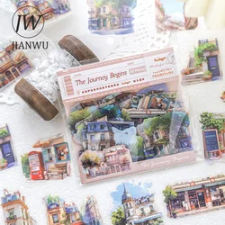 JIANWU Beginning of Travel Series Vintage Landscaping Material Collage PET Sticker Creative DIY Journal Scrapbooking Stationery