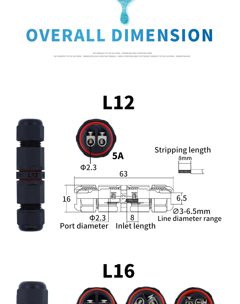 IP68 L12 L16 L20 L25 Waterproof Cable Connector 2/3/4Pin Screw Wiring Terminal Wire Connectors for Electrical Light Junction Box
