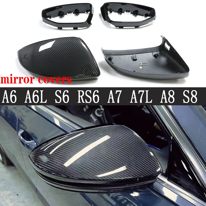 For audi A6 S6 RS6 A7 S7 RS7 A8 S8 Upgrade Shells Rearview Cap High quality Dry Carbon fiber rear view mirror case cover