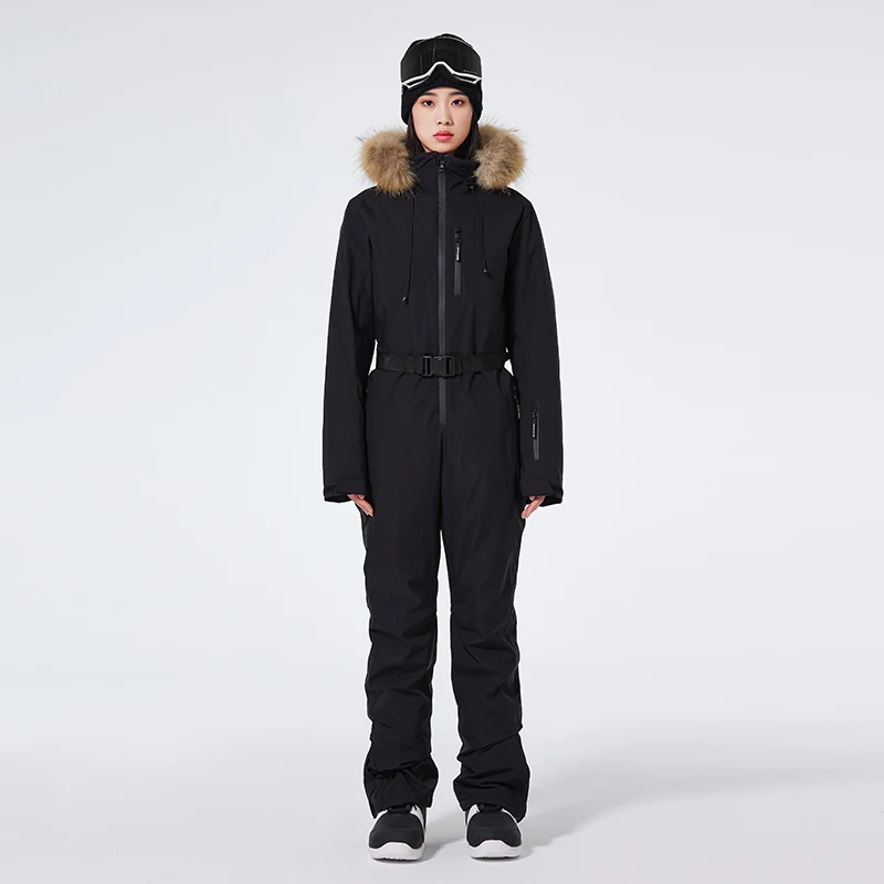 2024 One-piece Ski Suit for Women Thickening Snowboard Women Overalls Winter Windproof Waterproof Jumpsuit Clothing Skiing Suit