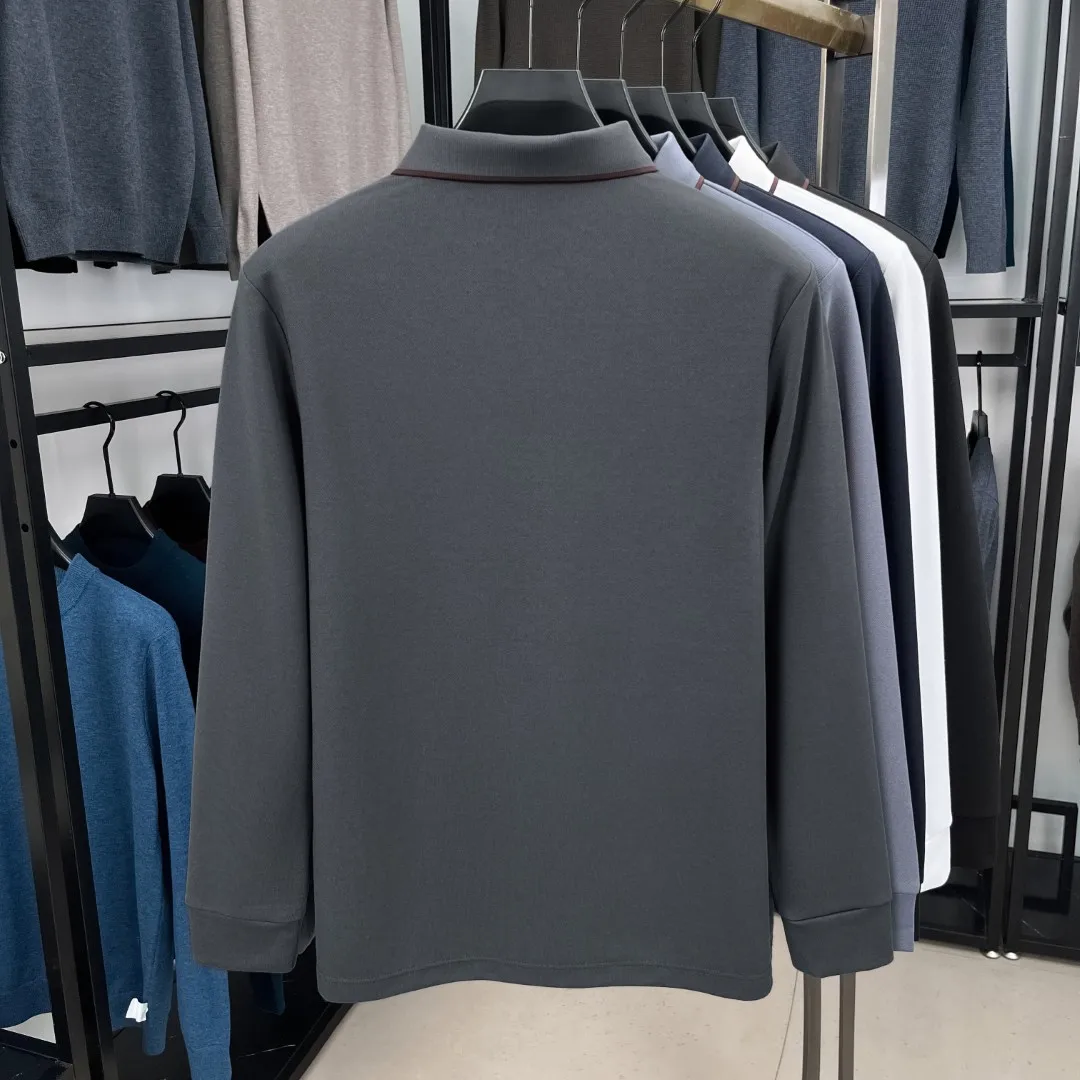 Men's Premium Long-Sleeve Polo Shirt Silk & Wool-Blend Fabric Breathable & Soft -4 Color Options -Upgraded Comfort Design