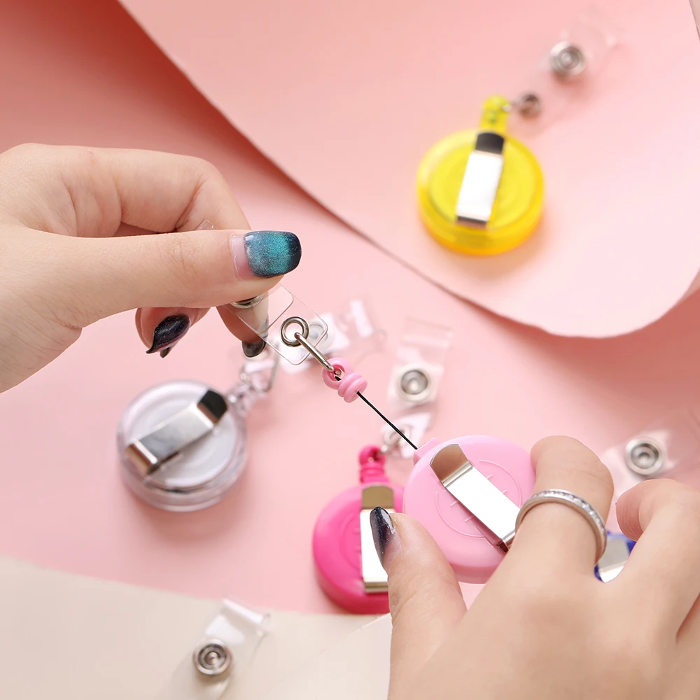 Retractable Steel Cord Pull Reel Keychains Spring Buckle Clasp Wire Rope Key Ring Recoil ID Card Holder Key Chain Multiple Tools