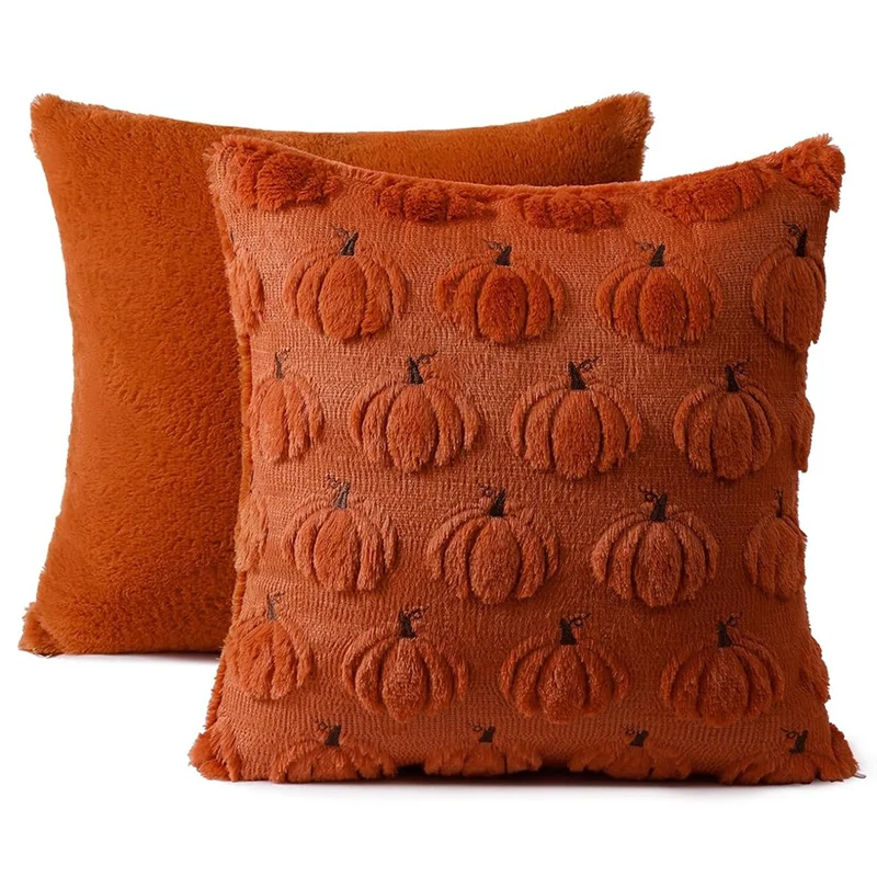 

Fall Decorative Throw Pillow Covers,Thanksgiving Autumn Harvest Pumpkin Cushion Covers,3D Embroidered Pillow For Decor