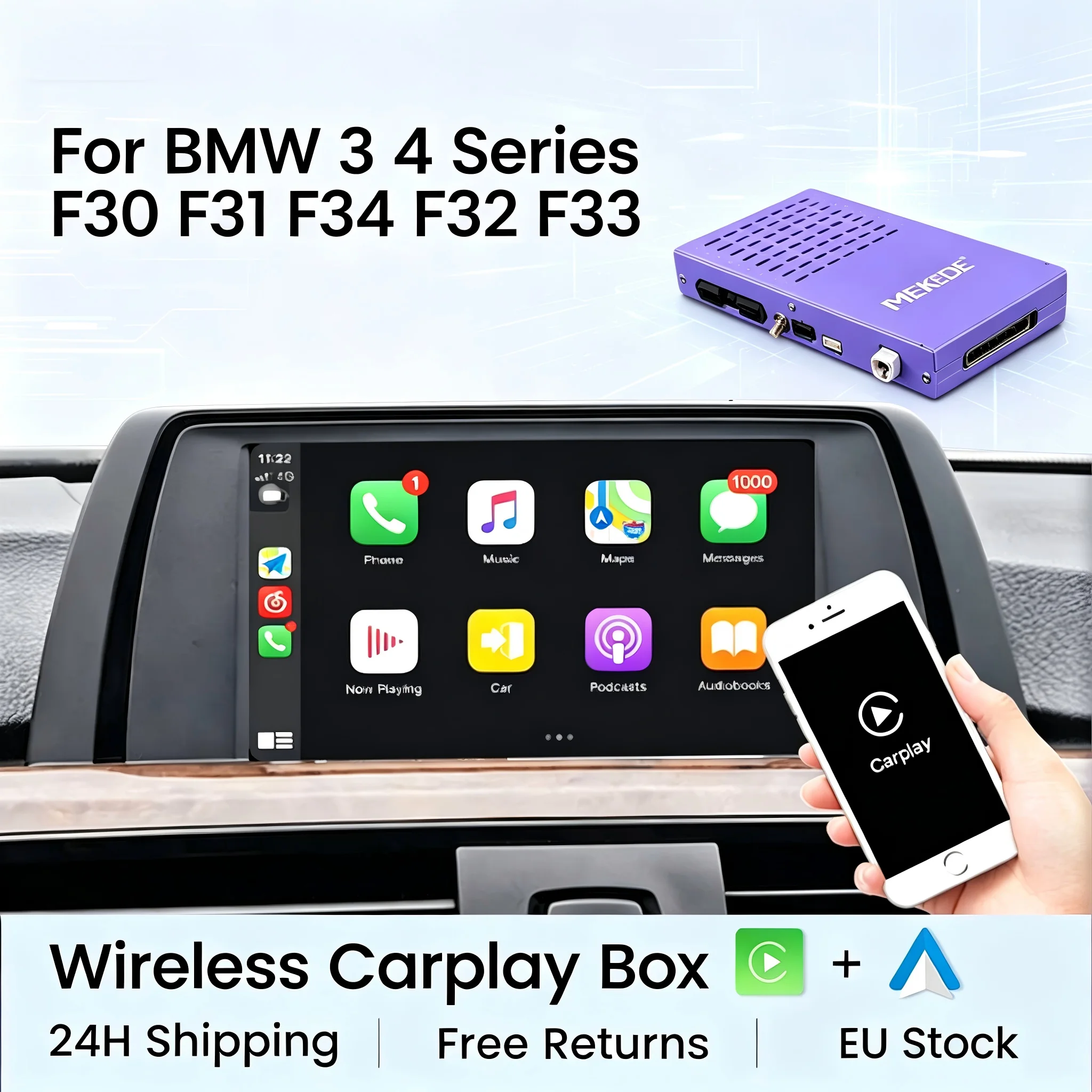 EU-Lagerbestand 2026 Neue AI Box Android Auto Wireless CarPlay für BMW 1er, 2er, 3er, 4er Serie F20, F22, F23, F33, F36 – Originalbildschirm-Upgrade mit Sprachsteuerung Plug & Play BT Phone Mirror