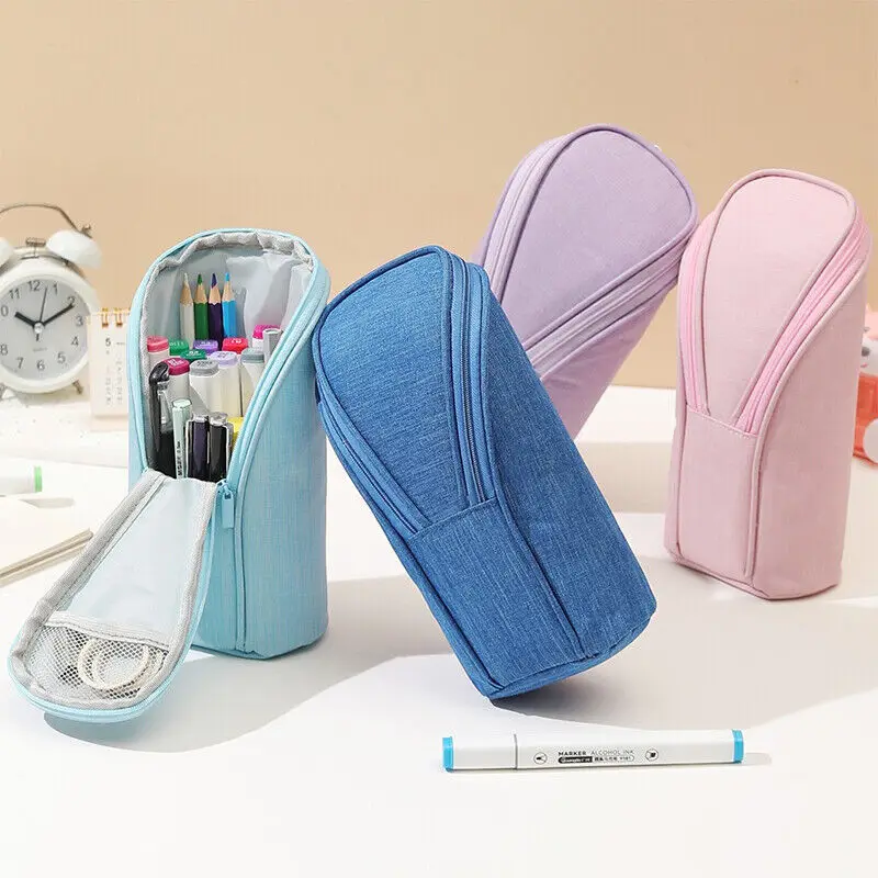 Pen Bag Stationery Marker Pouch Pencil Holder Stand Up School Supplies Corduroy Organizer Mobile Phone Holder Large Capacity