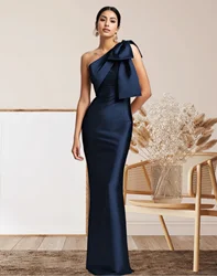 LinasBridal Women’s One-Shoulder Thick Satin Mermaid Floor Length Mother of the Groom Dresses Formal Wedding 2024