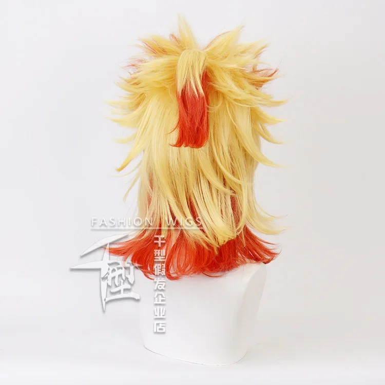 Anime Rengoku Kyoujurou Parrucca Cosplay Giallo Arancione Sfumatura Capelli Sintetici 50 Centimetri Lunga Parrucca Uomo Donna Comic-con Accessori Costume