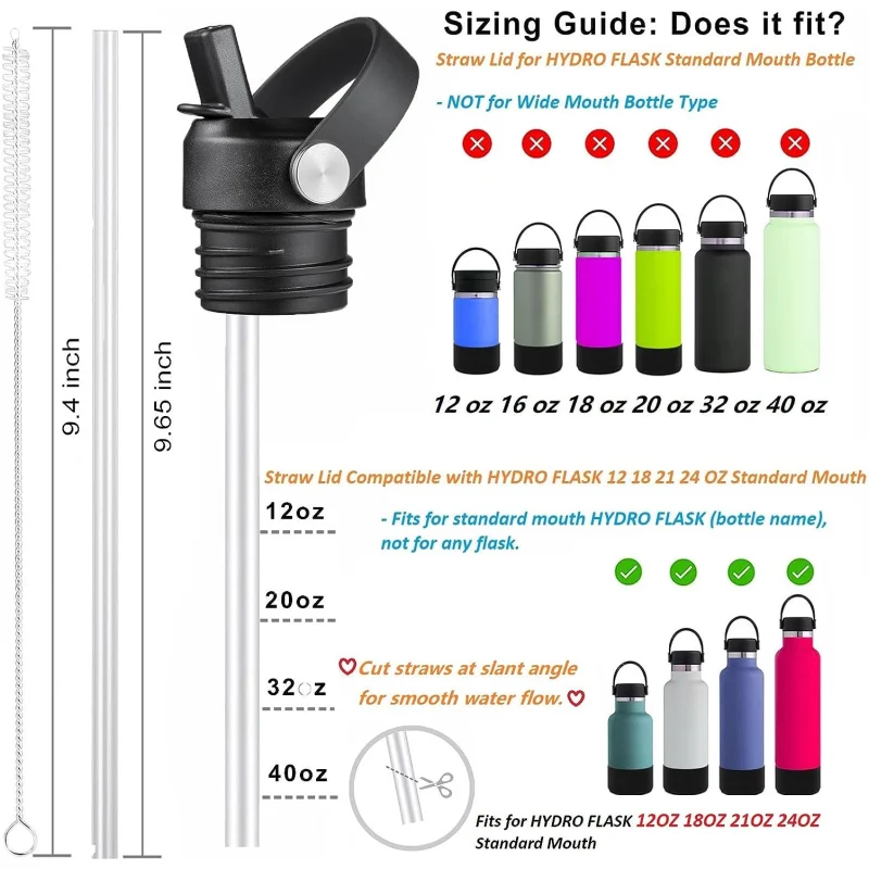 Stroh deckel für Hydro kolben deckel mit Strohhalm für Hydro kolben 18 21 24 Unzen Standard Mundersatz Sport wasser flaschen verschluss mit Griff